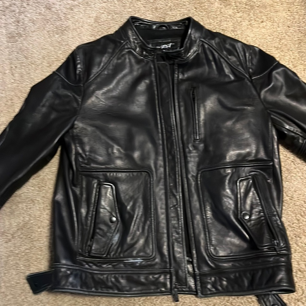 Mens black leather jacket